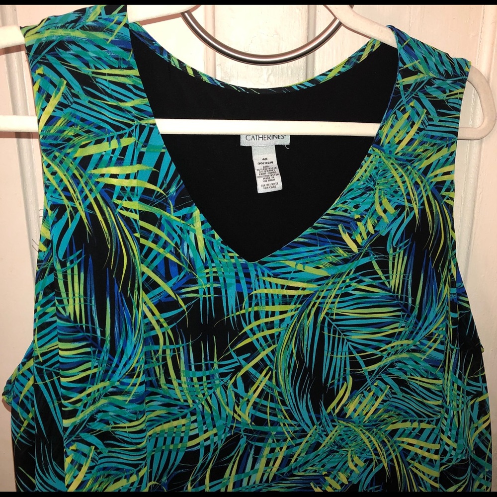Catherine’s Tunic- Sleeveless Asymmetrical Layered Chiffon Wms Plus sz 4X - Picture 4 of 7
